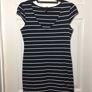 H&M Navy and white strip dress